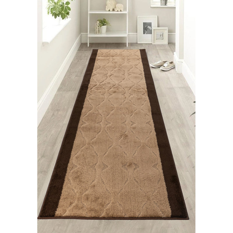 Tapis marocain beige à motif de treillis, Tapis de couloir 2 pi 6 po x 6 pi