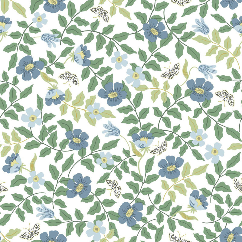 Rouleau de papier peint auto-adhésif L 20 pi x l 20,5 po Primrose, Bleu / blanc cassé