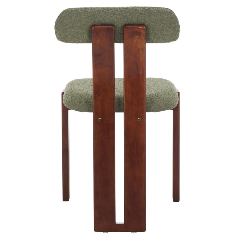 Cayde Boucle Dining Chair, Sage, Walnut