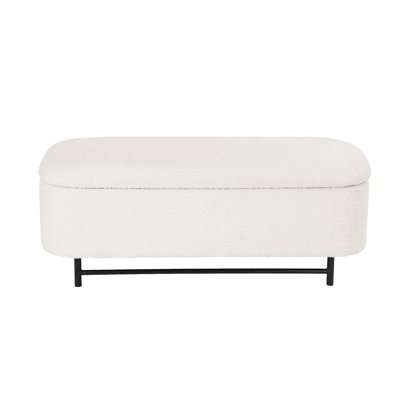 Homepop Ellipse Storage Bench With Metal Legs - Cream Boucle With Yarns