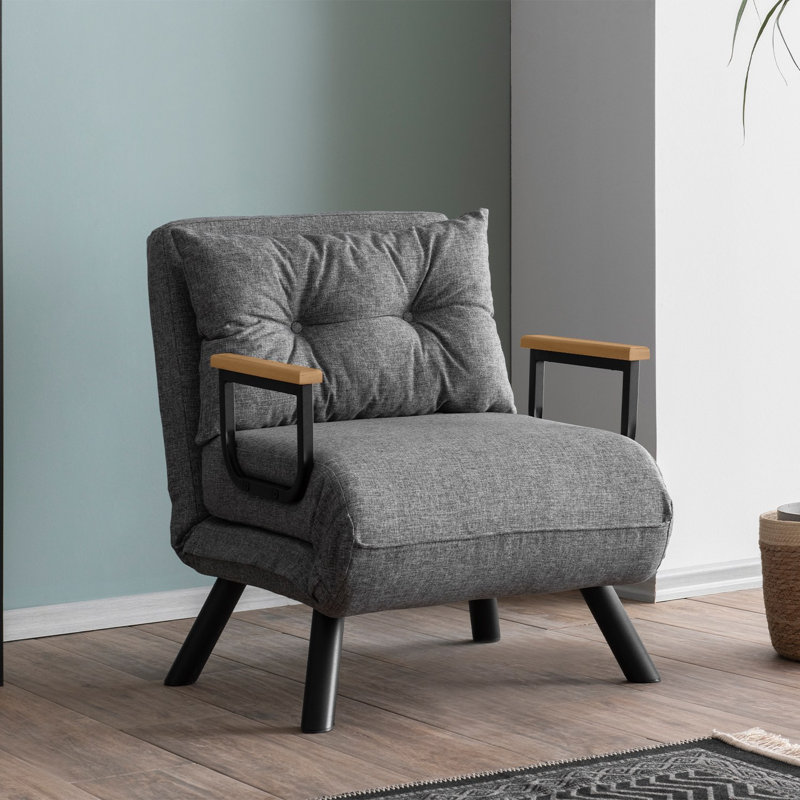 Fauteuil convertible Aakira, Lin gris pâle