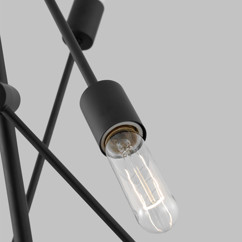 Leto 6 - Light Dimmable Sputnik Modern Linear Chandelier, Midnight Black