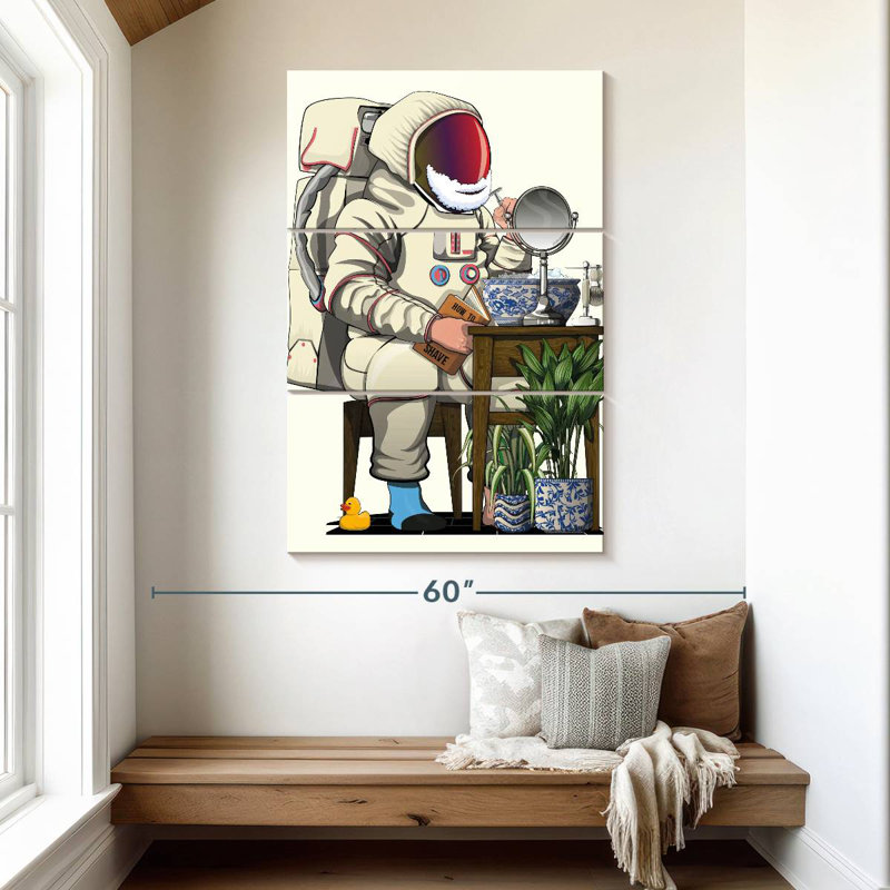Ketti astronaute se rasant dans la salle de bain, H 50 po x l 32 po