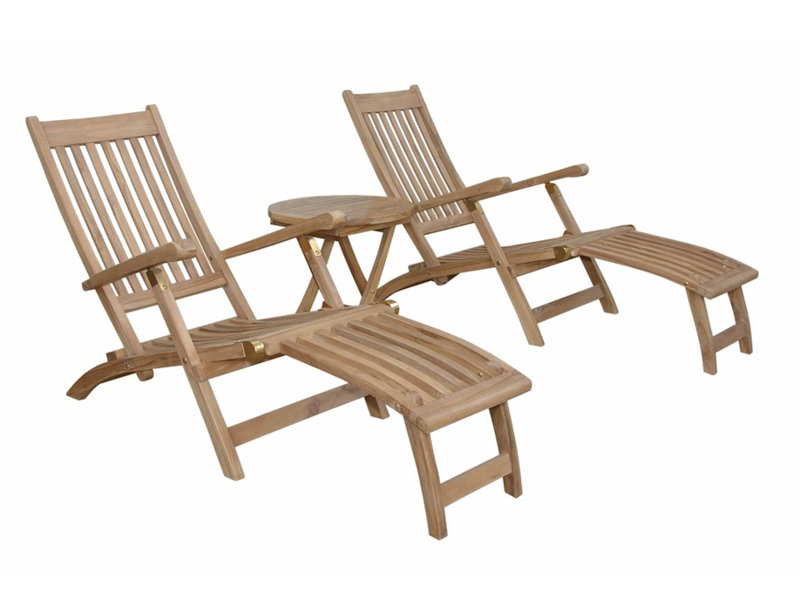 Outdoor Teak Chaise Lounge, (No Cushion)