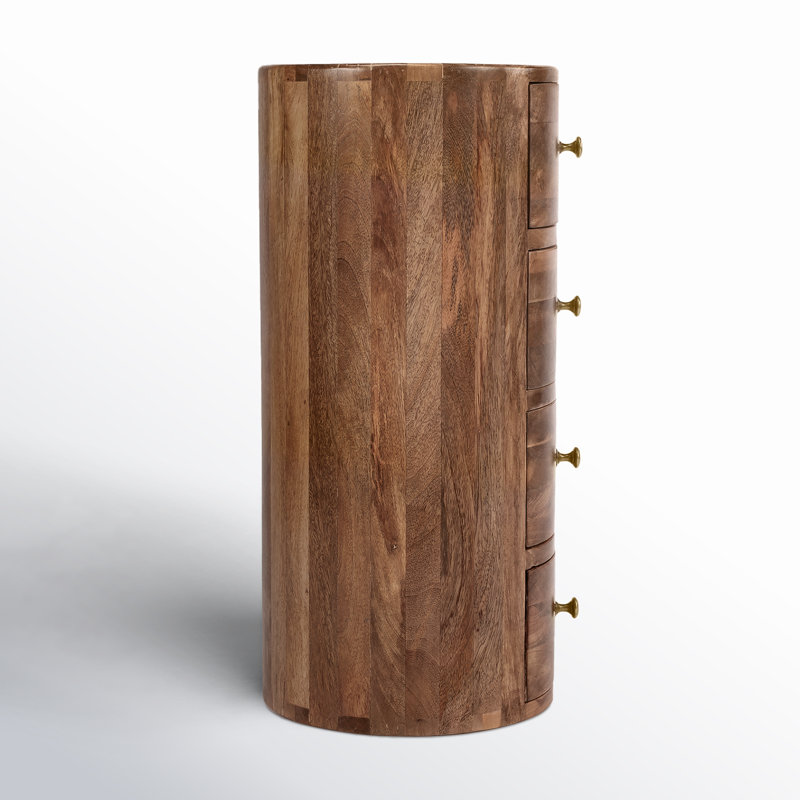 Liam Solid Wood End Table with Storage, Natural Mango