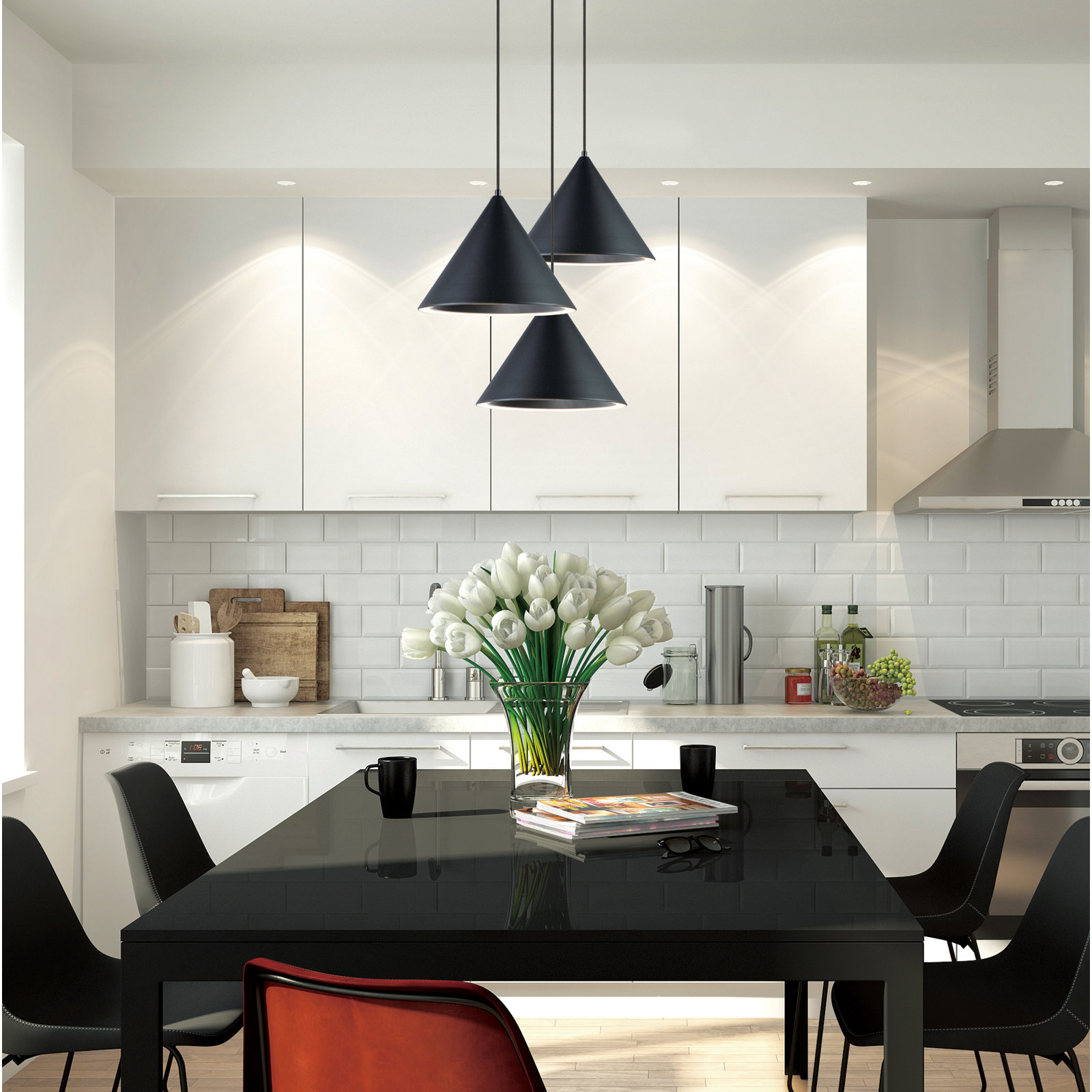 Hannigan Single Light Metal Dimmable LED Pendant, Black