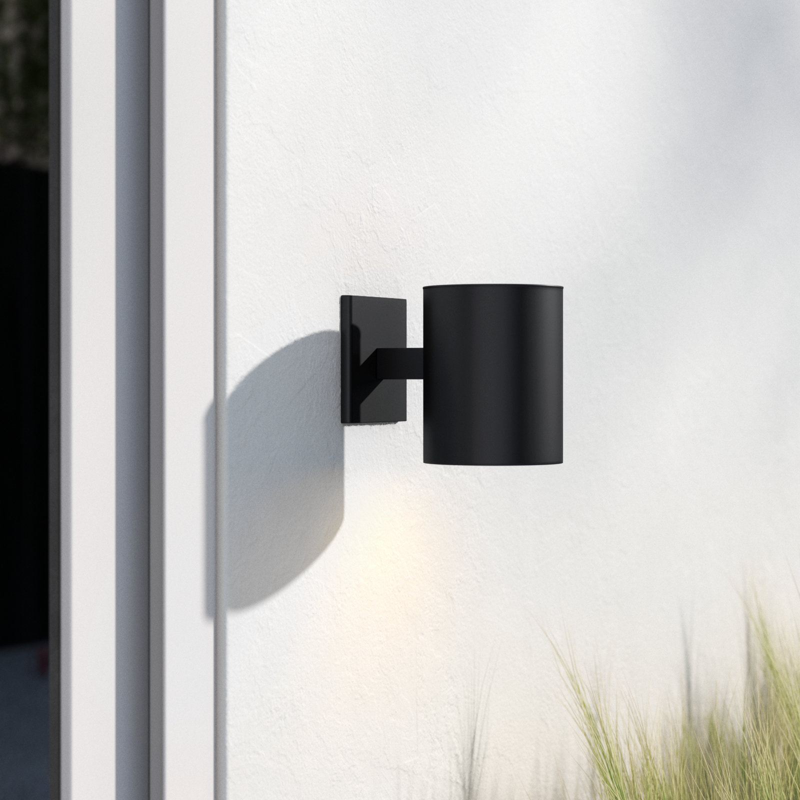 Covey Cylinder Outdoor LED Wall Light, Black, 7.25" H x 5" W x 6.25" D