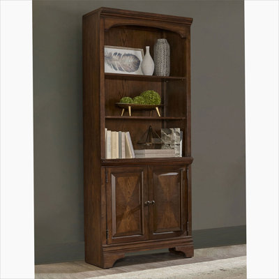 Stigham Burnished Oak Bookcase with 2-door Cabinet