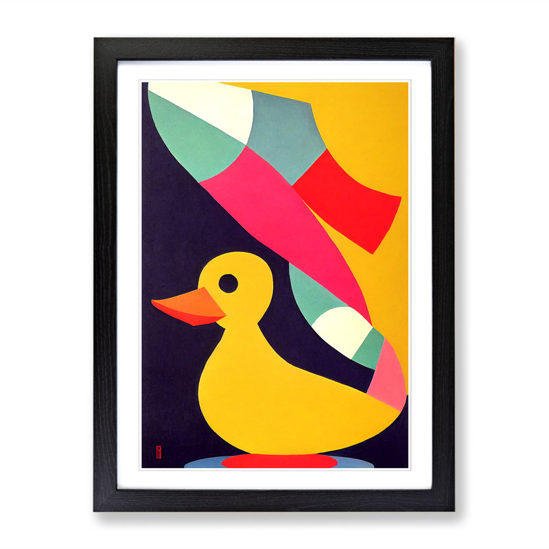 Rubber Duck Abstract Vol.2 - Single Picture Frame Print, 34cm H x 25cm W x 2cm D, Walnut