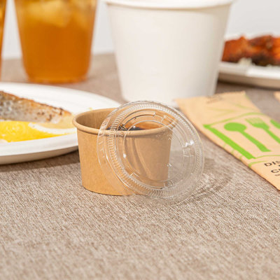 Restaurantware Plastic Lids for Cups - 100 Count - Bio Tek 2.64" Disposable PET Cup Lids, For 1 to 4 oz Portion Cups, Durable, Freezer-Safe, Recyclable - Durable Round Lids For Portion Cups