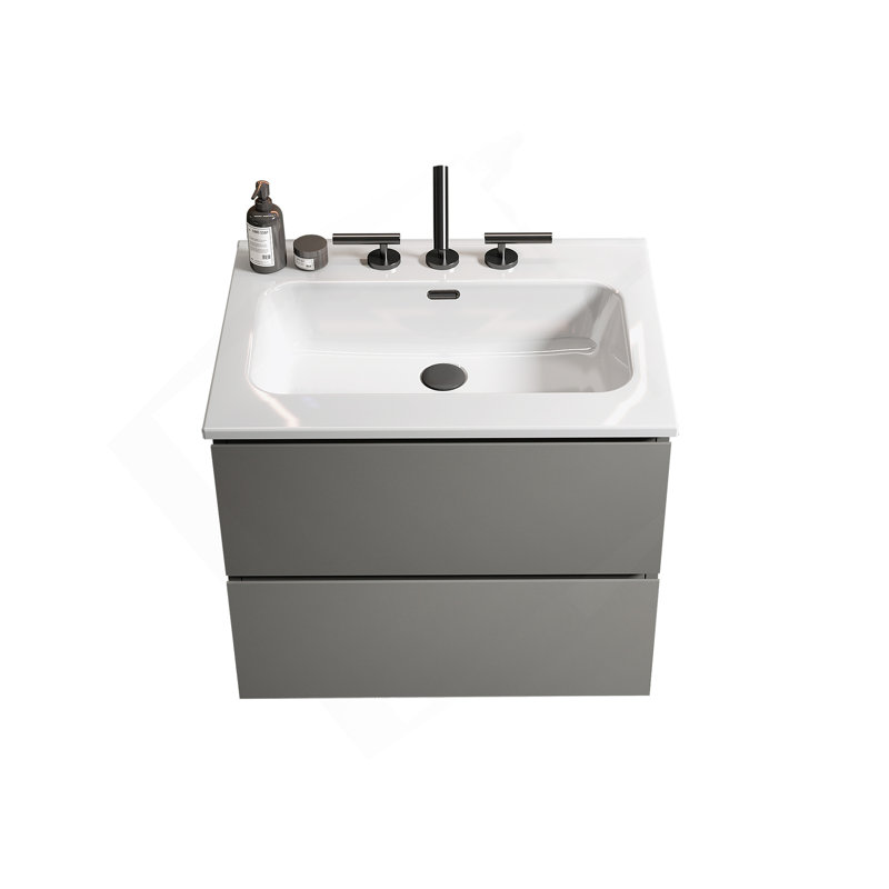 Meuble-lavabo mural 24 po avec lavabo en céramique, Gris, 24"