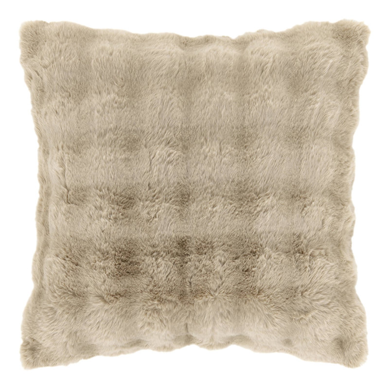 Fab Faux Polyester Throw Square Pillow Cover, Sand