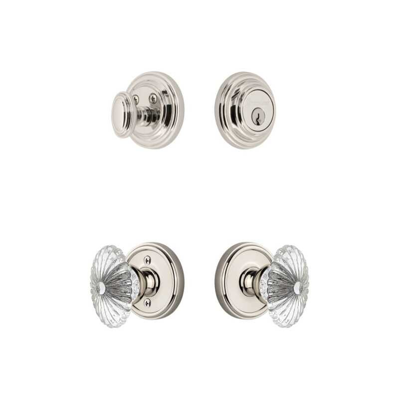 Ensemble de rosette avec boutons en cristal bourgogne Grandeur Georgetown, 2.375", Vintage Brass