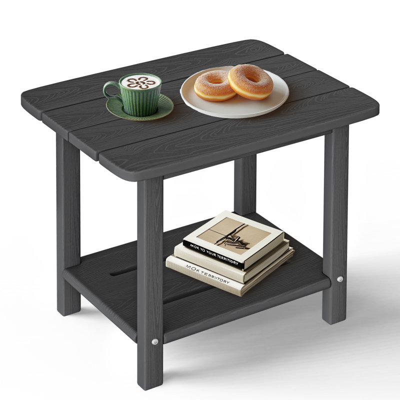 HDPE Adirondack 2-Tier End Table – Weatherproof & Durable Outdoor Side Table for Patio, Poolside, and Lawn, Gray