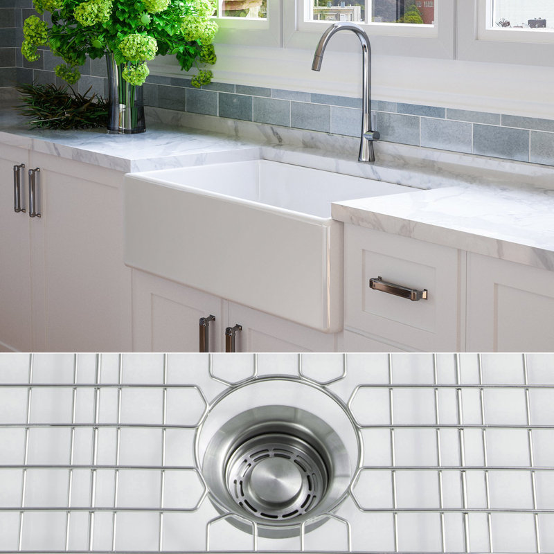 Luxury 33" L x 20" W Dual Mount Kitchen Sink with Basket Strainer, Stainless Steel Accessories
