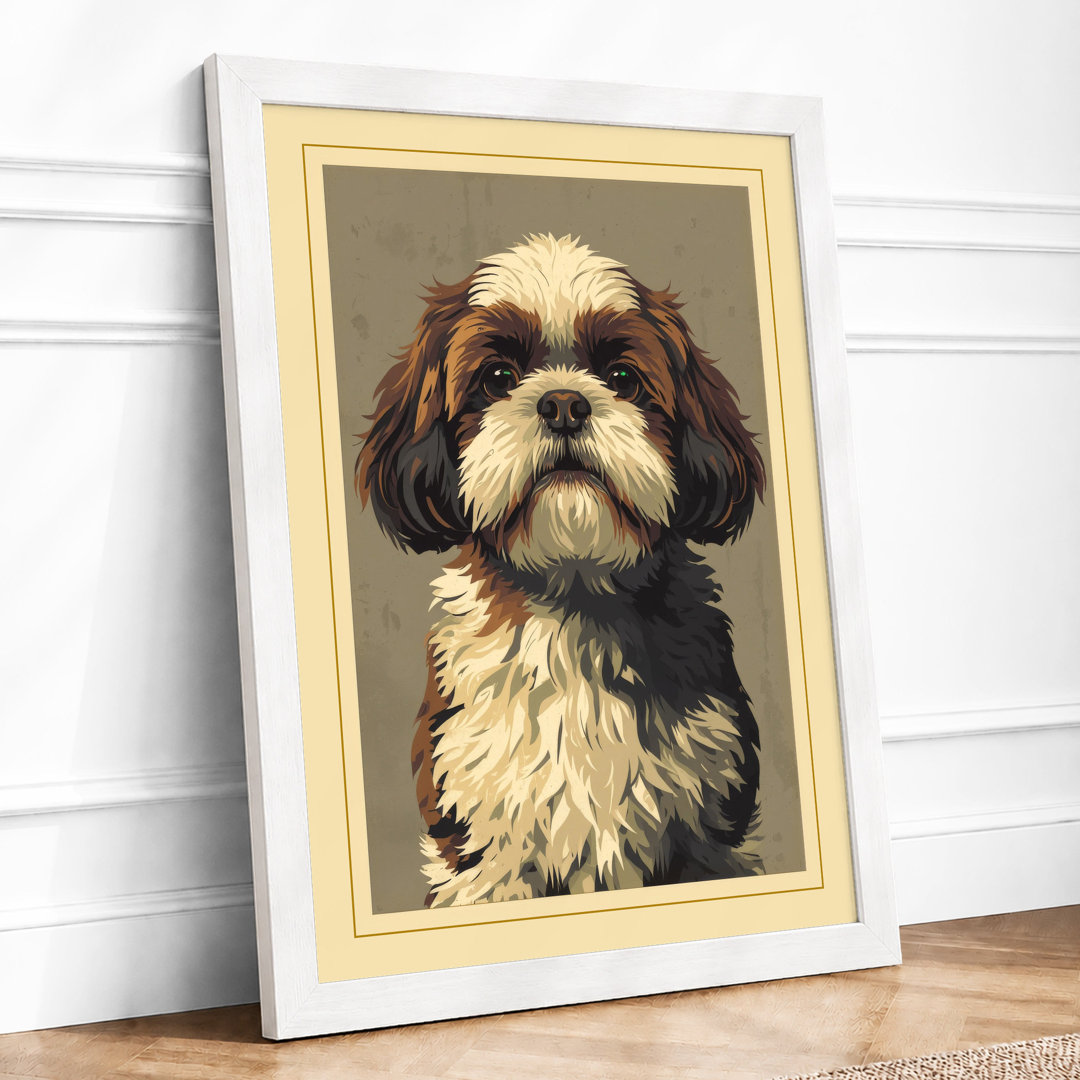 Shih Tzu Portrait Vintage - Framed Print