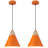 2-Light 9.4“ Wide Single Cone Kitchen Island Orange Pendant Light with Wood Accents for Dinning Room Aisle-116180080