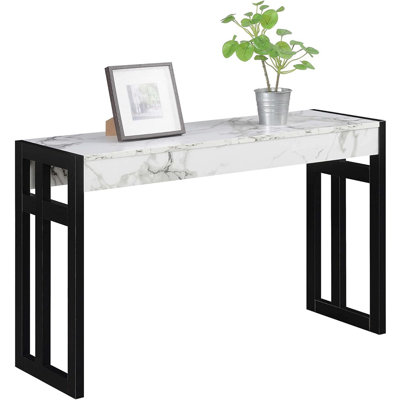 49.5" Console Table, Modern Narrow Display Table, White Faux Marble