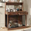 Meuble pour cage 38 po, table cage robuste avec 2 tiroirs de rangement et tablettes, table de bout avec porte coulissante pour chien à l'intérieur, table de bout