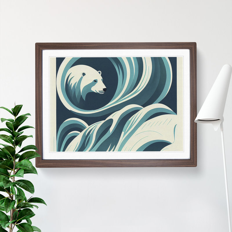 Polar Bear Deco - Framed Print, Walnut, 34cm H x 46cm W x 2cm D