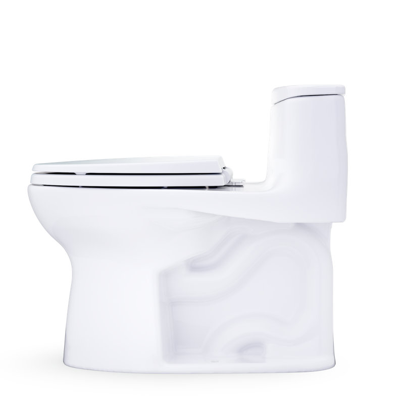 TOTO Ultramax Low Profile One-Piece Elongated 1.28 GPF Universal Height Toilet with CEFIONTECT and SS114 SoftClose Seat, Cotton White - MS618114CEFG#01