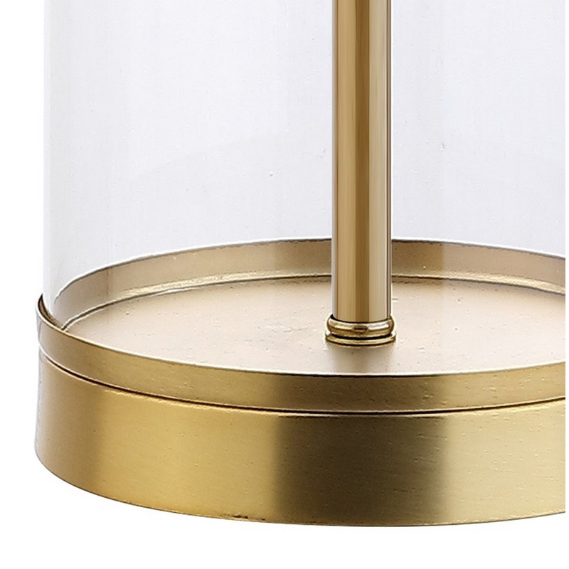 Silberston Glass Table Lamp, Clear/Brass Gold