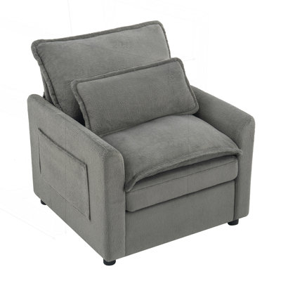 Suttle Soft Plush Upholstered Armchair with Double-Layer Cushion and Side Storage Pockets