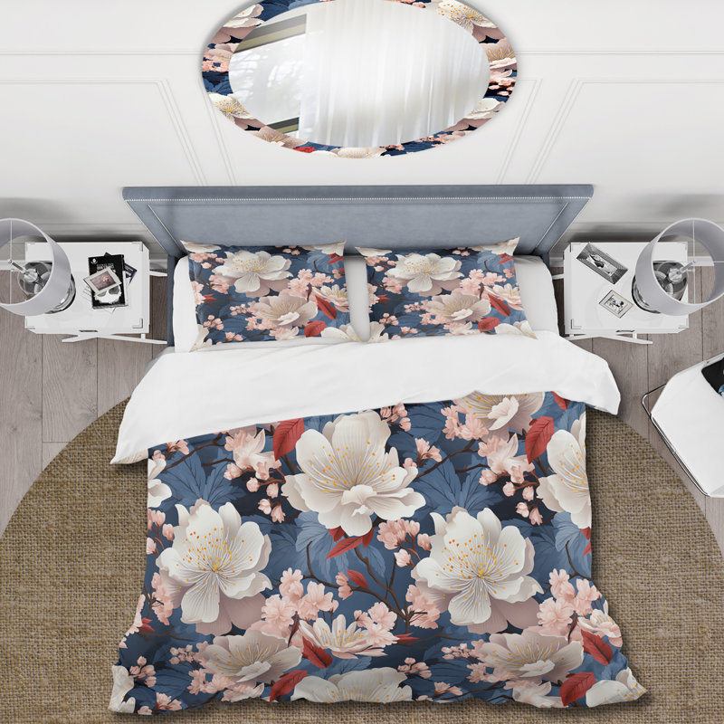 Ensemble de housse de couette Serene Floral, Housse de couette simple + 1 taie décorative stan