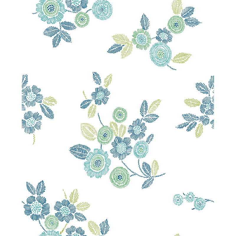  Rouleau de papier peint floral L 33 pi x l 20,5 po Floral, Vert