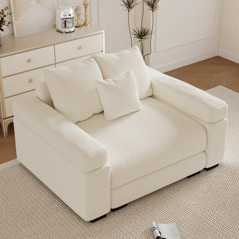 Très grand canapé 54 po Cloud - Velours côtelé doux, Velours côtelé beige