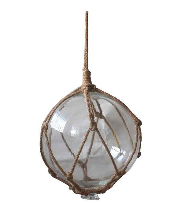Décoration murale boule flotteur de pêche en verre japonais, Clair / Marron, H 8 po x l 4 po x P 4 po