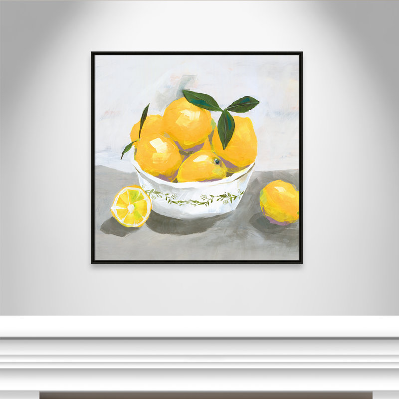 Hayons Lemons par Isabelle Z - reproduction, H 37,5 po x l 37,5 po x P 2 po, Toile avec cadre espresso