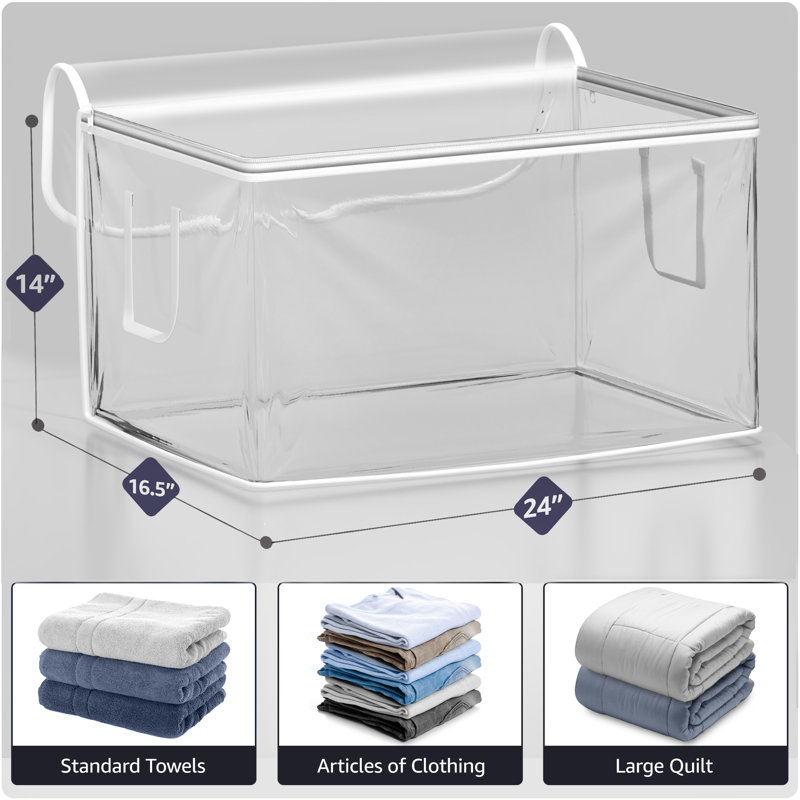 Sorbus 90L Clear Storage Bag, Foldable Plastic with Zipper & Handles for Clothes & Blankets - Single, 1 Pack