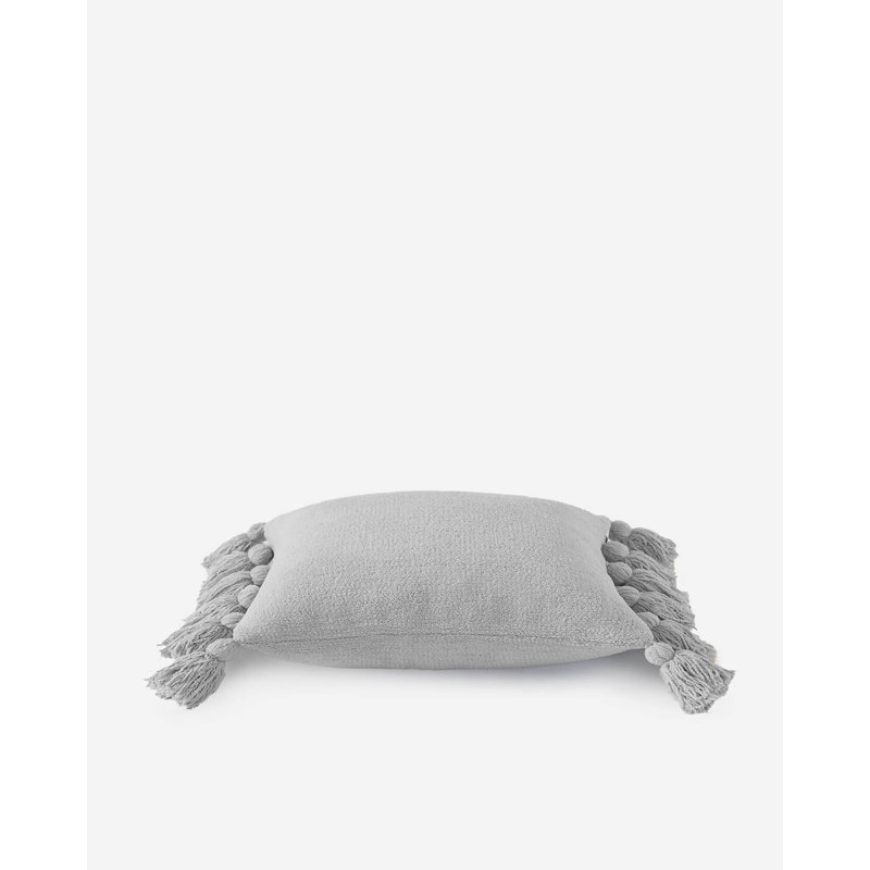 Pom Pom Square Pillow Cover & Insert, Cloud Gray