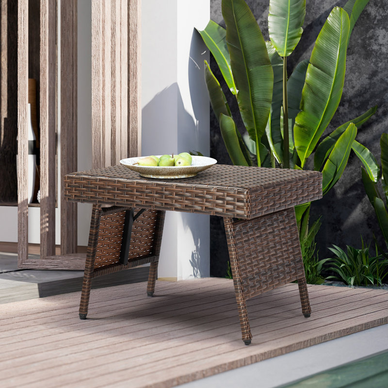Patio Wicker Folding Side Table Coffee Table