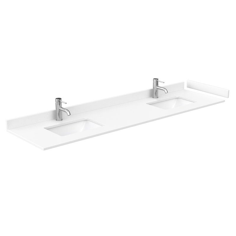 Sheffield 80" Double Bathroom Vanity Set, White Cultured Marble, Dark Gray