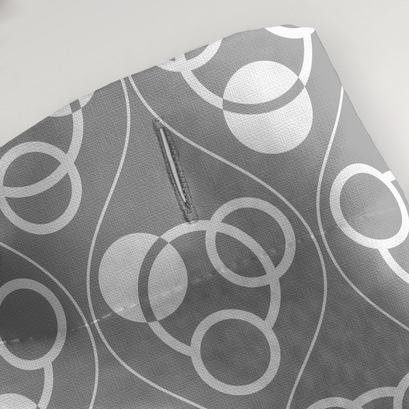 Rideau de douche simple cercles et vagues classic, Gris / Blanc
