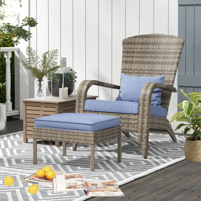 Outsunny Patio Wicker Adirondack Chair with Ottoman