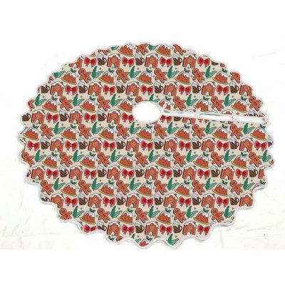 Jupe d'arbre de Noël imprimée festonnée - 54 po de diamètre