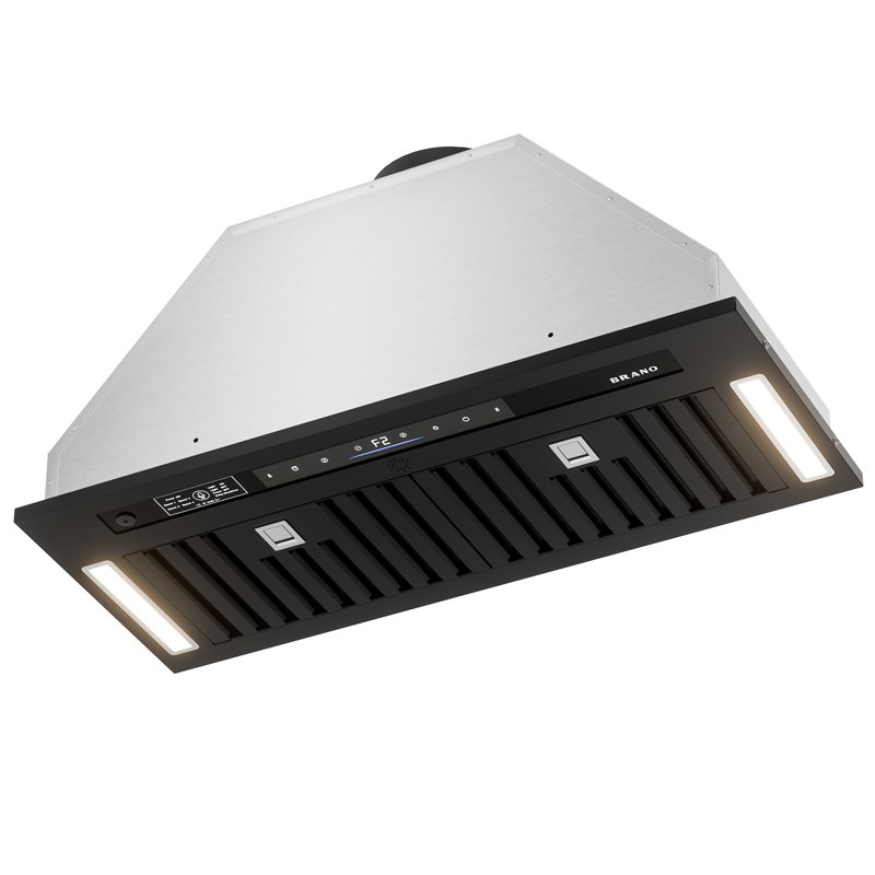 Hotte de cuisine noire encastrable 30 po, hotte de cuisine encastrable à conduit, sans conduit et à conduit de 900 pi³ / min, contrôle de la voix, du geste et du toucher, ventilateur à 4 vitesses, mode mémoire, lumières réglables