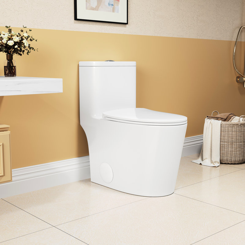 Elongated Ceramic Toilet, White, 1.1/1.6 , Comfort Height, Soft Close Seat, & , T036wt Elongated, Comfortable,