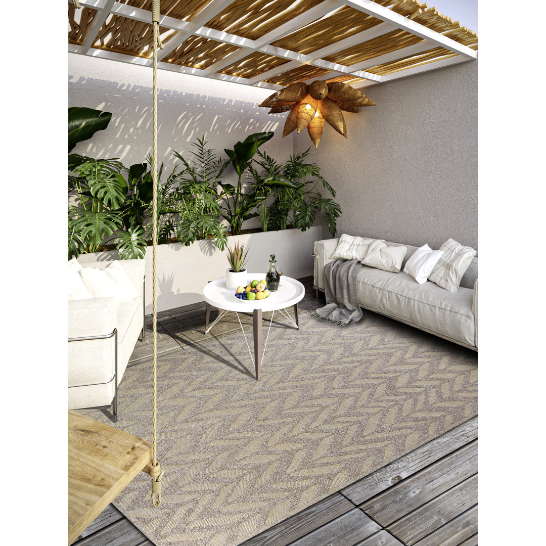 Georgette In- & Outdoor Teppich - Modernes, Geometrisches Design, Außenteppich, Flachgewebe Wetterfest mit Hoch-Tief Eff...