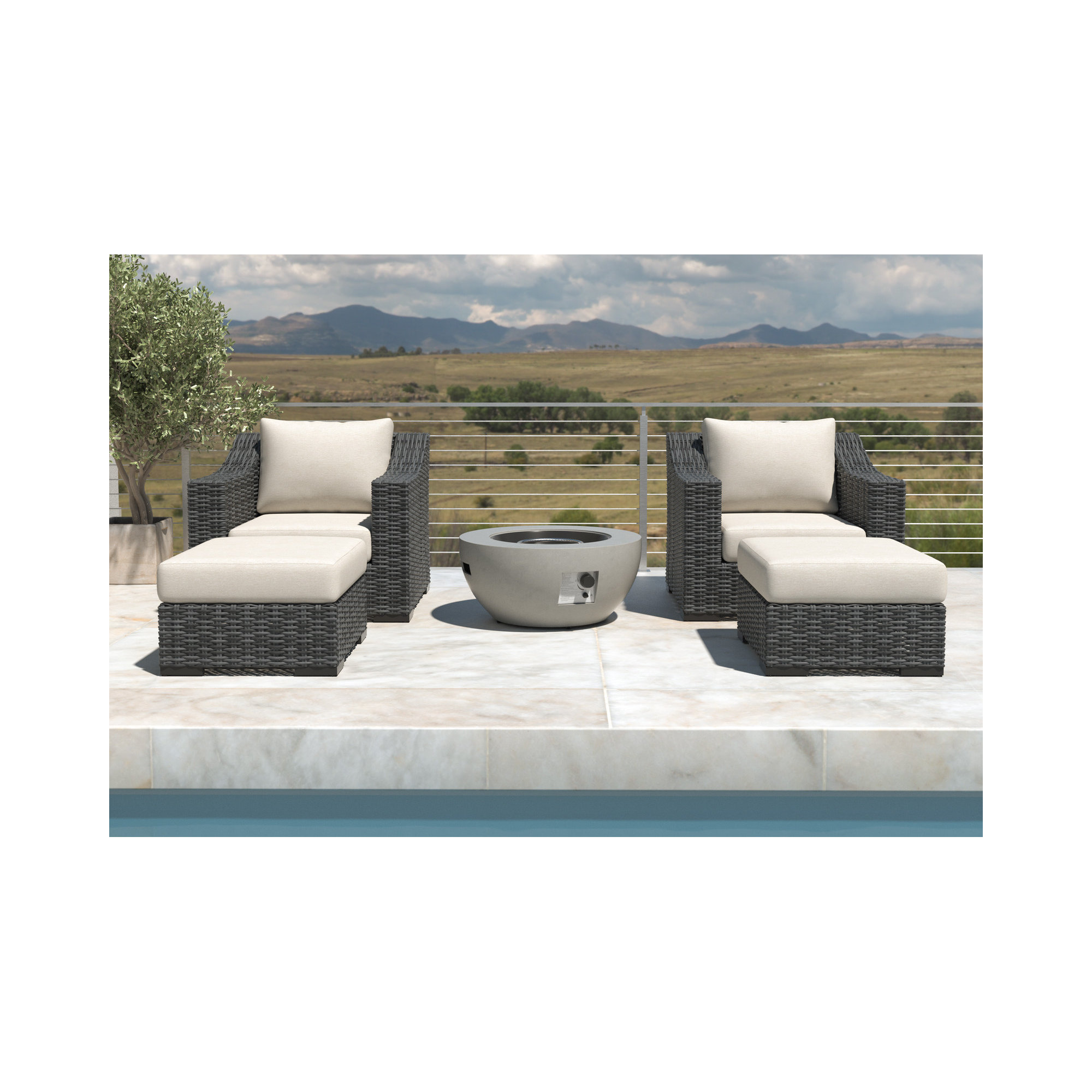 Eloisa Wicker 4 - Person Patio Conversation Set with Cushions, Gray