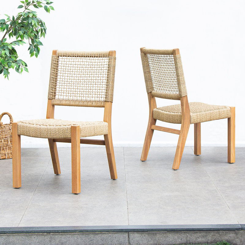 Chaise de salle à manger d'extérieur empilable en teck Vallejo