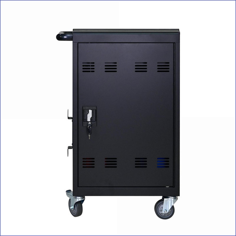 Chariot de charge mobile pour 30 tablettes / ordinateurs portables | Structure en acier | Portes verrouillables | Gestion des câbles | Métal | Noir mat