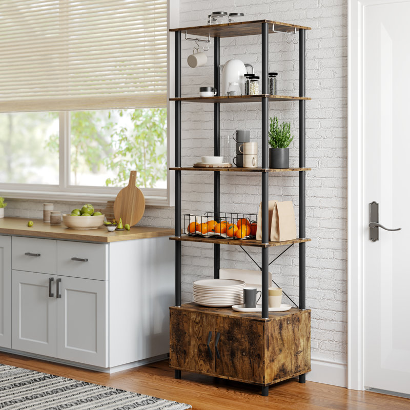 Étagère de boulanger standard en bois 23,5 po avec compatibilité pour micro-ondes Mosurier, Brun rustique
