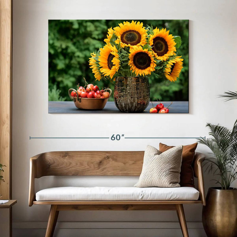 Harnek tournesols et cerises, H 32 po x l 48 po