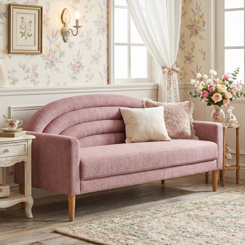 Michala Upholstered Loveseat, 31.5" H x 64.17" W x 30.7" D, Pink Polyester