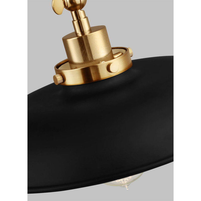 Wellfleet Double Arm Wide Task Sconce, Burnished Brass, Midnight Black
