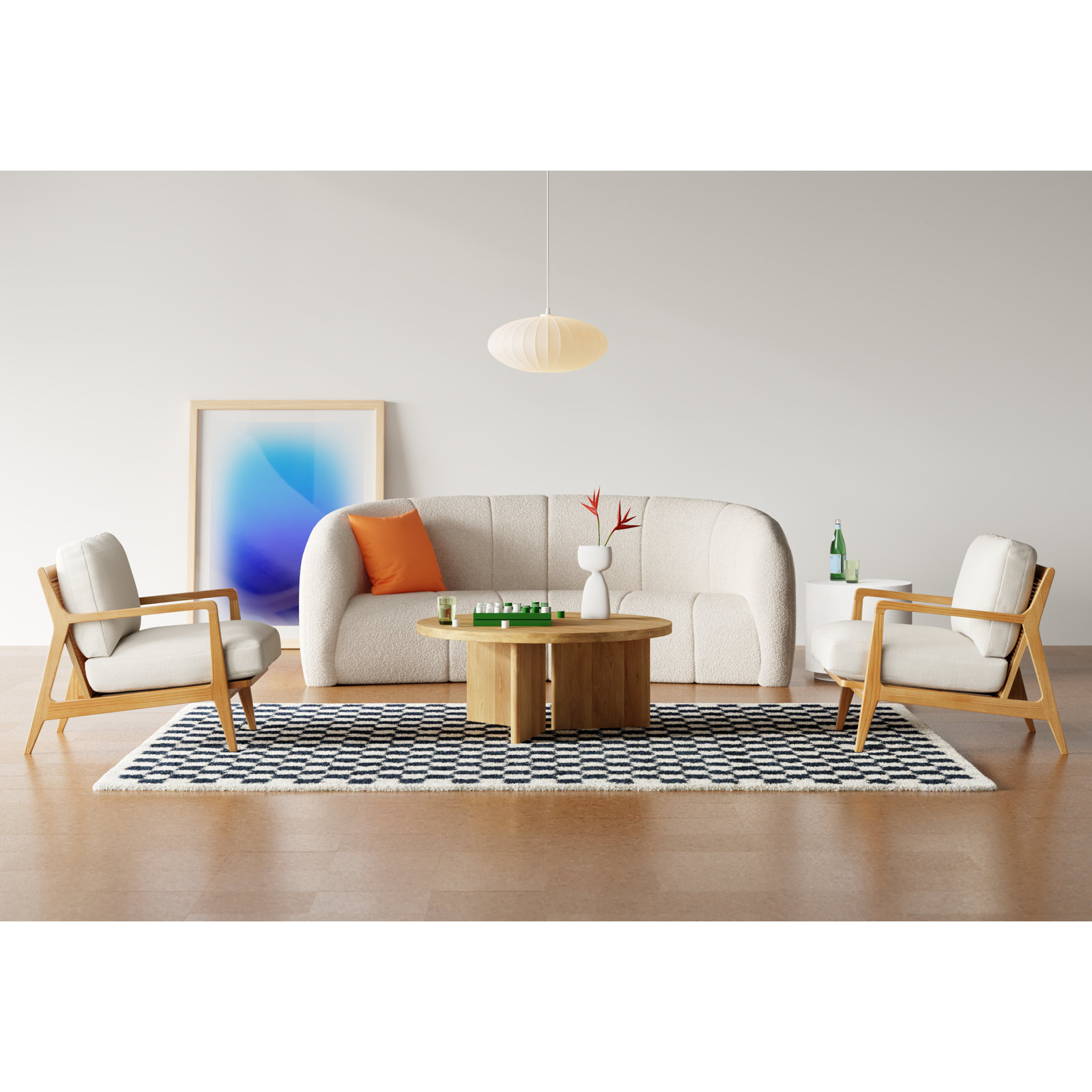 Carmelo Upholstered Armchair, Cream Linen Blend